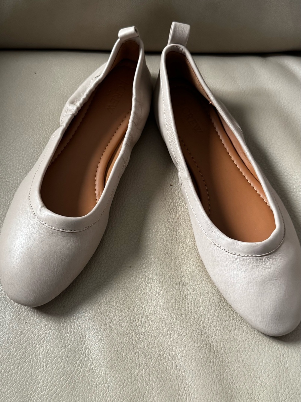 J. Crew Cream Leather Ballet Flats Size 8